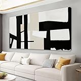 QSQ Abstract Black And White Wall Art Painting Canvas Art Wall Decor 20 x 40 Inch Decorations Grey White Wall Art Office Home Wall Decor Canvas Picture Artwork For Bedroom Kitchen