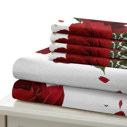 Roses Rouges Housse de Couette pour couple lit simple parure effet 3D douce - 7