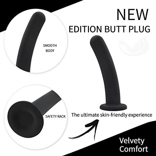 Anal Plug Trainer Kit, 3 Sizes Butt Plugs Training Silicone Dildo Set With Strong Suction Cup Anal Prostate Vaginal G-Spot Sex Toys For Beginners Men Women(Black) #TOP4