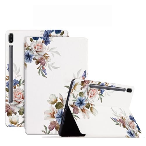 DayQiQiPu Caso per Samsung Galaxy Tab S6 10.5 Pollici 2019 T865 Ultrasottile con Motivo di Serie di Fiori pelle PU Flip con Custodia Protettiva per Auto