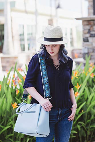 Blue Vintage Handbag Strap & Purse Strap Replacement Jacquard Woven Embroidered Guitar Strap Styled Shoulder & Crossbody Strap - Adjustable Bag Strap For Tote And Messenger Bags #TOP1