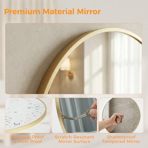 Image of NEWBULIG 24 Inch Round Wall Mirror, Bathroom Mirrors for Over Sink