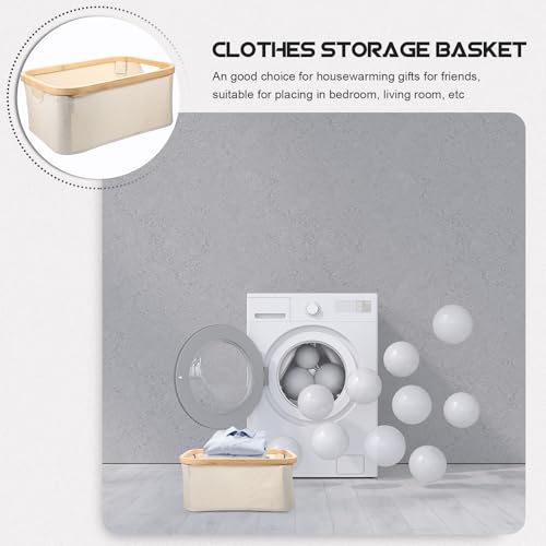 Panier à linge pliable en tissu beige pour ranger chambre et jouets