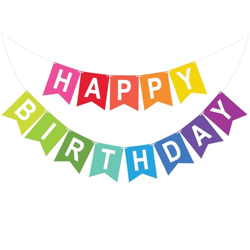 G2PLUS Schon Aufgefädelt Happy Birthday Girlande 16×20 cm Geburtstag Girlande Bunt Groß Papier Geburtstag Wimpelkette für Kinder Erwachsene Geburtstagsparty
