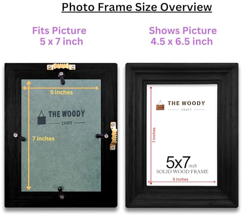 Image of Photo Frame 5x7 inch | Frame for Wall Decoration | Small Frames for Photos | Black Wooden Frame for Wall | Best for Living Room, Bedroom & Office, Gift for Friends (5x7 inch, Black)