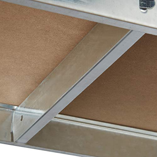 Relaxdays Schwerlastregal mit Werkbank, 900 Kg 5 Böden, Freistehend, HBT 180x 100 x 60 cm, Metall, MDF, Steckregal, grau