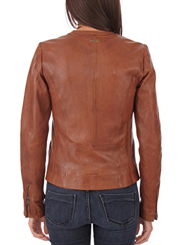 Women's Moto Browny Lambskin Genuine Leather Biker Jacket – Brown Leather Jacket for Women3