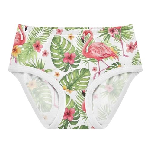 Cotton Toddler Girls Underwear Vibrant Pink Flamingos Palm Leaves Panties Little Girl Cartoon Kids Briefs Undies 2t