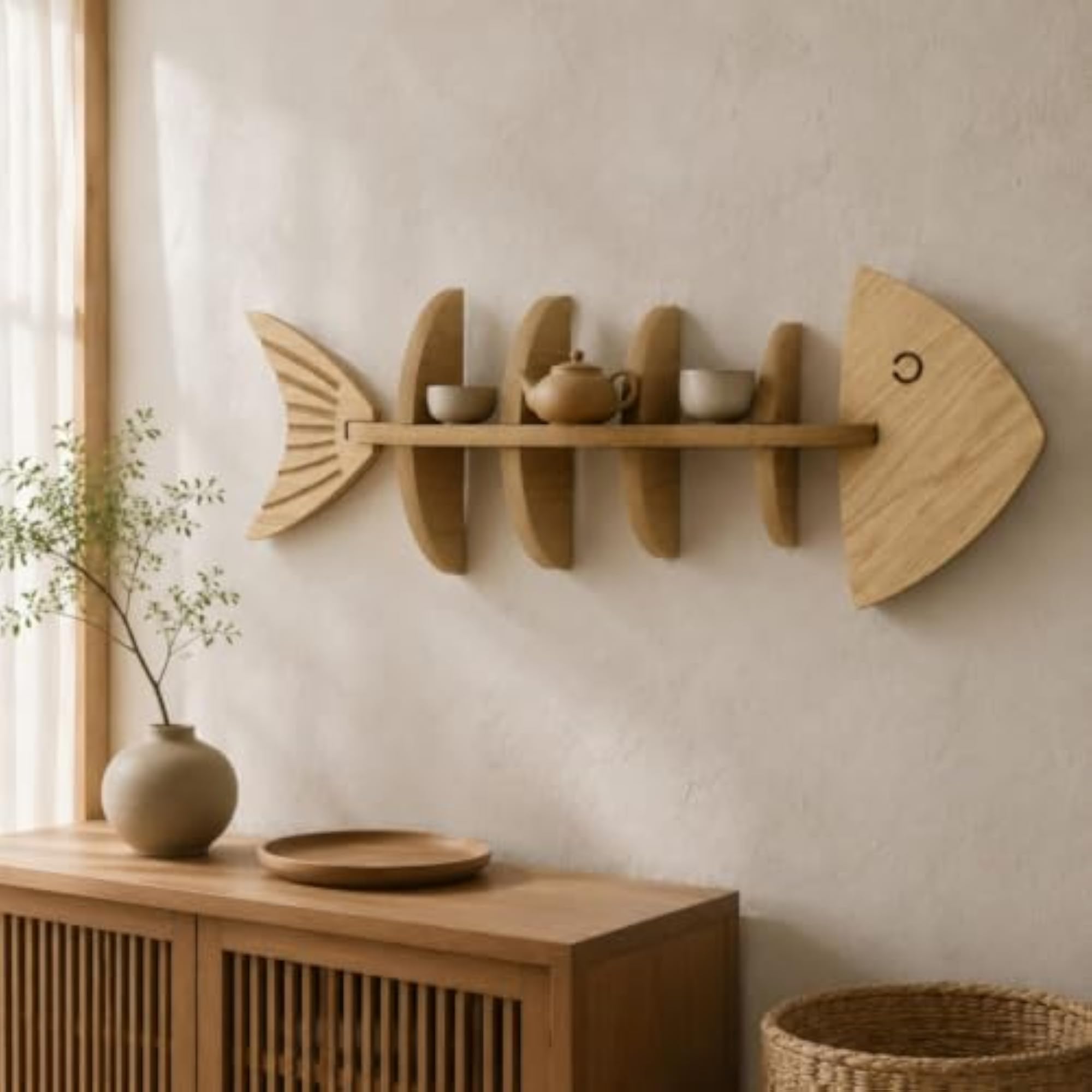 Nautical Wooden Marine Creature Wall Shelf