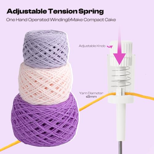 Image of Caydo Manual Yarn Winder with Tension Spring for Tight Winding 4-7oz Cake | Portable Compact Lightweight Design, Easy to Use & Carry Anywhere, Great Craft Helper for Crochet & Knitting Lovers Purple