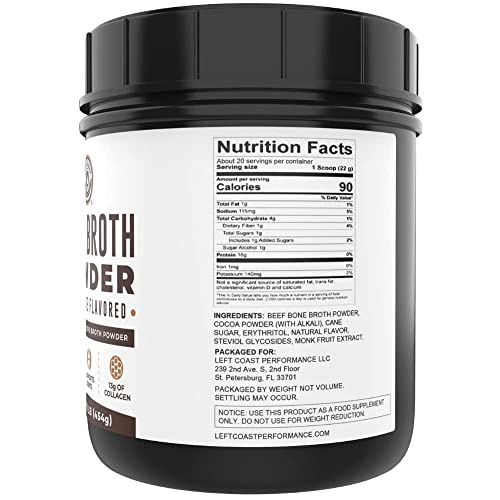 Image of Bone Broth Protein Powder From Grass Fed Beef, Chocolate, 16oz