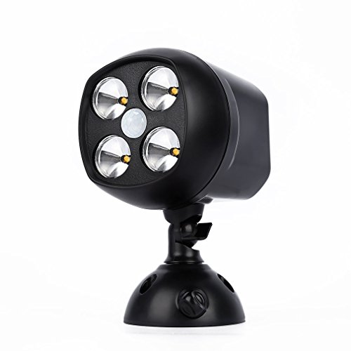 Preisvergleich Produktbild Sicherheitslicht Bewegungsmelder Spotlight, ICOCO LED Spotlight Wand Außenleuchte, kabellos Scheinwerfer Sicherheitslicht ultra heller 4 LEDs Wandleuchte für Outdoor / Indoor Garden