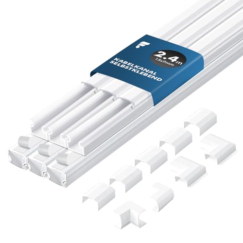 shinfly 2 4m Kabelkanal Weiß Kabelkanal Weiß Selbstklebend für Stromkabel Kabelschacht Weiss Kabel Verstecken Kabelleiste für Wand Weiss 15mm x 9mm (0 4m x 6Stück)