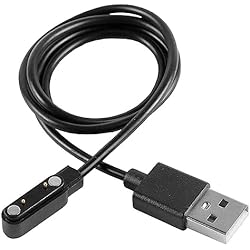 Cargador Universal Smartwatch 2 Pines OcioDual Cable Carga Magnética Negro 2 Pines con Espaciado Separación de 7,62mm para Smartwatch Cargador Magnético USB Dos Imanes Recambio Repuesto Reemplazo Reloj Inteligente