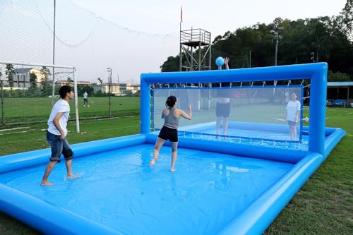 33ft Inflatable Volleyball Court with Air Pump - Commercial Grade Outdoor Volleyball Net for Pool/Beach Volleyball 33x16.5x7ft
