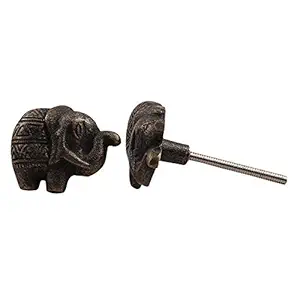 IndianShelf 2 Piece Elephant Animal Kids Antique Drawer Knobs Nursery Dresser Pulls Iron Cabinet Handles Decorative
