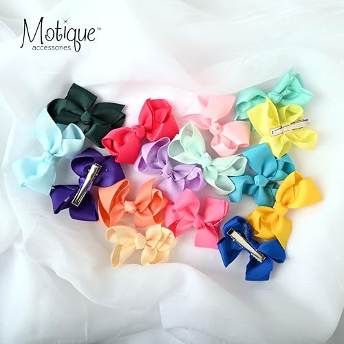 Image of Small Solid Bow for Girls - Set of 12 (Neon Pink)