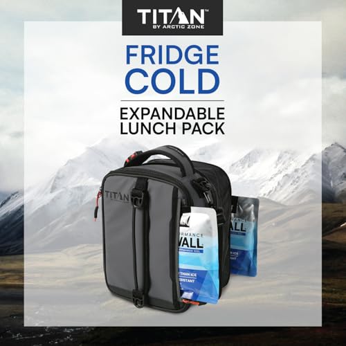 Titan by Arctic Zone Expandable Lunch Box with 2 Gel Ice Packs, Fridge Cold Insulated Cooler Bag with Leak Proof Lining for Men and Women, Sharkskin Gray by Titan by Arctic Zone - Image 2