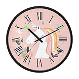 Orologio da parete silenzioso ad attivazione vocale luminoso a batteria silenzioso senza ticchettio orologio pastello arcobaleno unicorni sognanti 30,5 cm decorativo per cucina, casa, bagno, camera da