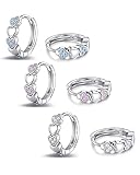 Heart Huggie Hoop Earrings for Women 925 Sterling Silver Cubic Zirconia Small Cute Hoop Earrings for