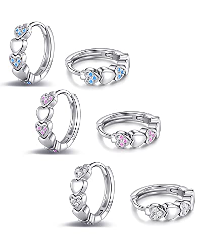 Heart Huggie Hoop Earrings For Women 925 Sterling Silver Cubic Zirconia Small Cute Hoop Earrings For Teen Girls #TOP25