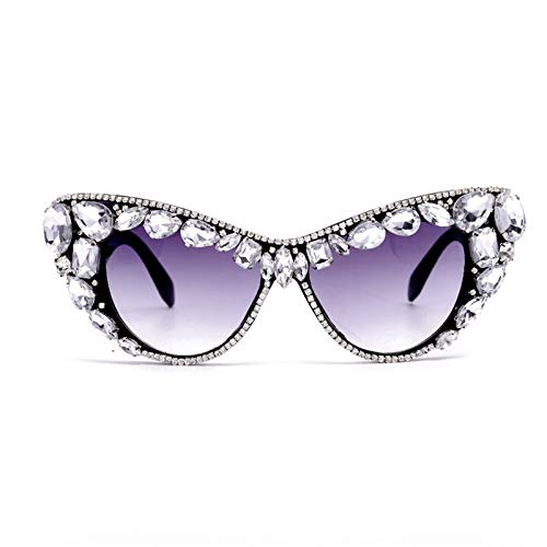 willochra Oversized Diamond Sunglasses Women Rhinestone Cat Eye Sunglasses Vintage Men bling party sunglasses Eyewear (C2)