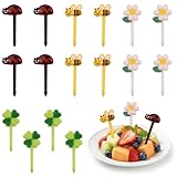 NiceNaiils 16 Piezas Tenedores Pequeños para Fruta con Diseño de Abejas y Flores, Tenedor Infantil para Postres y Aperitivos, Palillos Reutilizables para Fiestas y Picnic, Accesorios Bento Niños