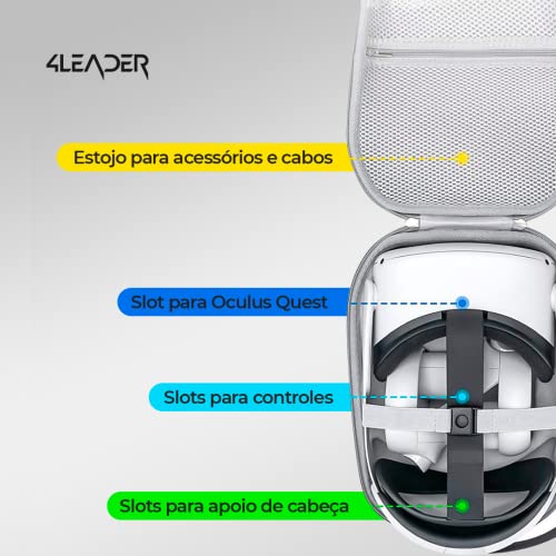 Estojo Para Transporte De Oculos 4Leader Quest 2 Com Correia Elite Bag Acessórios Para Fone de Ouvid