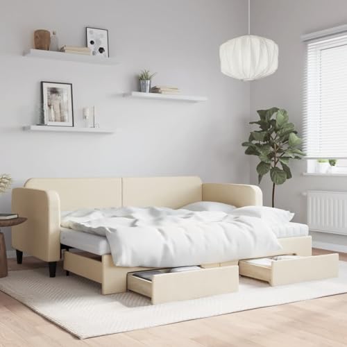Xichuzi Sofá Cama con cajones Tela Color Crema 80x200 cm, Estructura de Cama, Sofas De Salon, Sofa Relax, Sofa Bed, Base De Cama, Marco De Cama, Somier   3196869