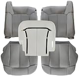 GXARTS Driver and Passenger Side Bottom and Top Lean Back Leather Seat Cover and Driver Foam Cushion Pewter Gray 922 Fit for Chevy Silverado Tahoe Suburban Yukon GMC Sierra 1500 2500 3500 1999-2002