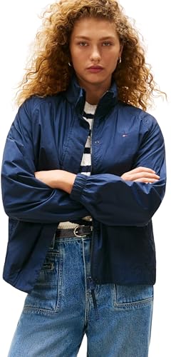 Veste Tommy Hilfiger Femme Packable en Nylon Bleu Foncé Zippée