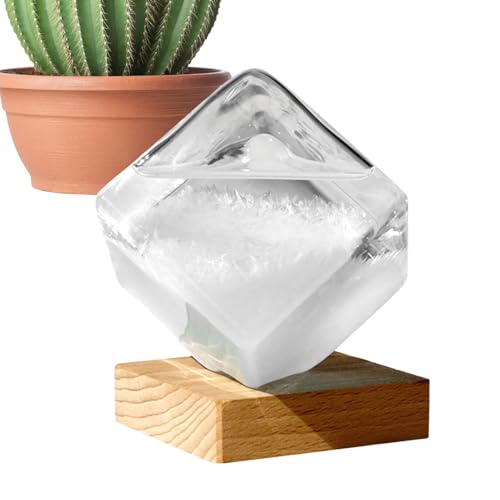 Prévisions météorologiques en verre tempête - Baromètre liquide, verre, cube d'eau | Affichage unique de la météo de bureau, décoration de maison, décoration de table élégante, prévisions