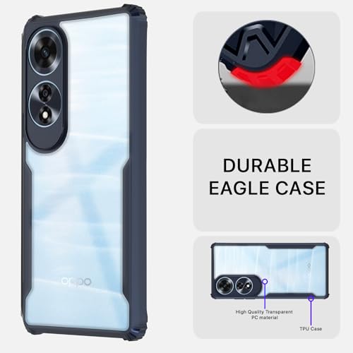 Image of Pikkme Oppo A60 4G Back Cover | Crystal Clear Transparent Back | Ultra Hyrbid | Full Camera Protection | Raised Edge | Bumper Back Case (Blue)
