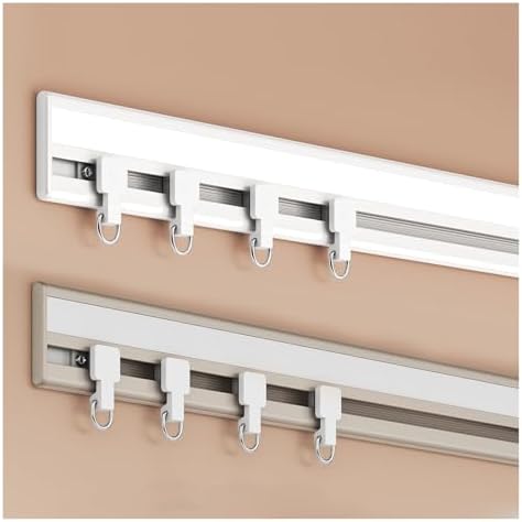 Ultra-Thin Aluminum Room Divider Track Rail - Smooth Sliding Drapery Rod for Living Room, Balcony, Bay Window - Easy Install, 260cm/8.5ft (Champagne)