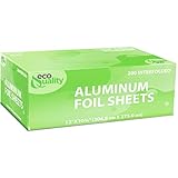 Premium Silver Aluminum Foil Sheets Pre Cut Pop Up, 12" x 10.75" - For Restaurants, Lunch, Takeout, To Go, Lunch bag, Sandwich, Catering, Kitchen, Grill, Stove, Baking, Disposable (1)