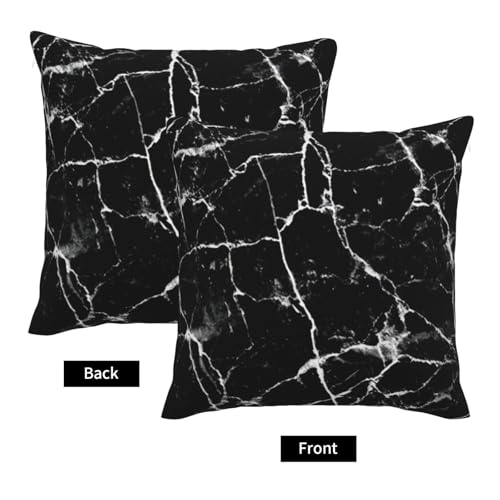 Housse de coussin marbre noir lot de 2 pour relooker un canapé terne