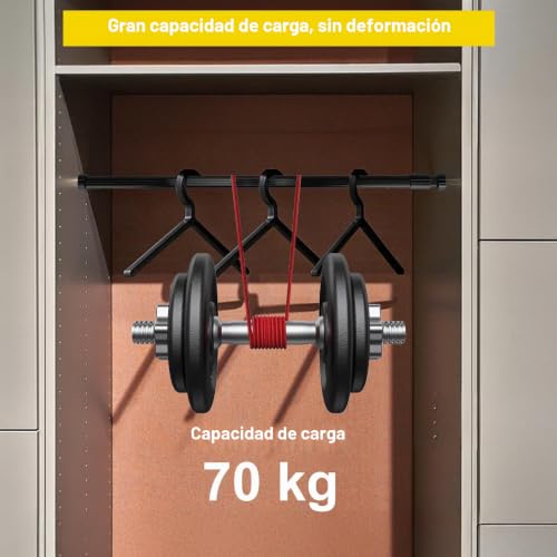 Miniatura 4 de Virtugro Barra Armario Extensible 70kg De Resistencia Barra Para Colgar Ropa Grueso Para Armario De Dormitorio Lavandería Negro, 84-155cm