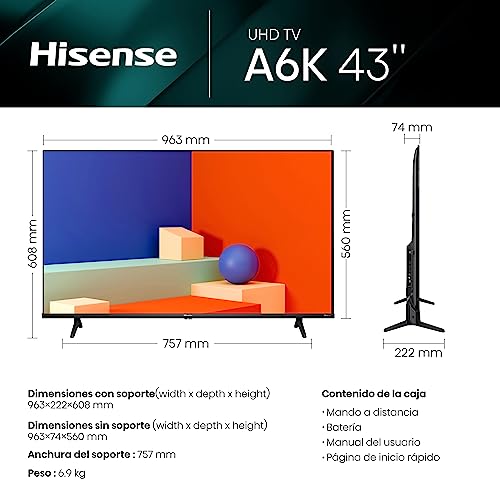 Miniatura 2 de Hisense Tv 43a6k - Uhd 4k Smart Tv De 43 Pulgadas Televisor, Dolby Vision, Modo Juego Plus, Dts Virtual X, Control Por Voz Televisor 2023