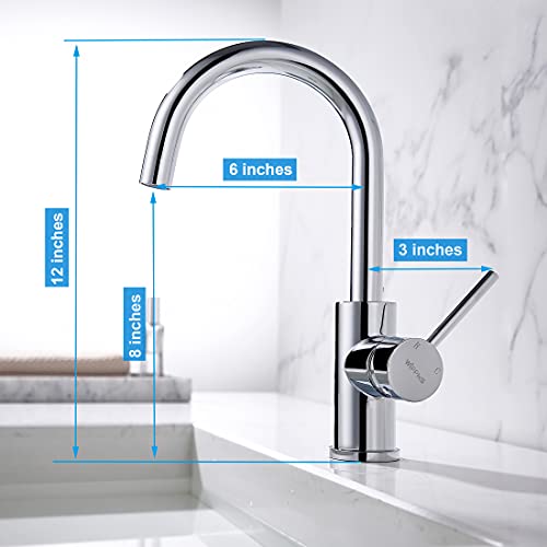 Single Hole Bar Faucet Chrome, Wipphs Small Kitchen Sink Faucets With Hot And Cold Supply Lines, Single Handle Lead-Free Modern Wet Bar Faucet #TOP2