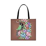 MATERIAL SUPERIOR: La bolsa de compras está hecha de lona (100% poliéster), que es hace que se pueda lavar a máquina, y el estilo general es simple y elegante.