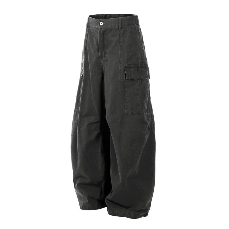 Men's Pants Loose Spring Summer American Streetwear Multi-Pocket Wide Leg Casual Cargo Trouser for Men4