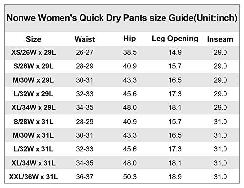 Nonwe Women's Outdoor Cargo Pants With Button Closure Quick Dry Hiking Pants Black M/29 Inseam #TOP6