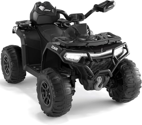 Garvee Quad Électrique Enfant 12V Tout-Terrain, ATV pour Enfants de 3 à 8 Ans, 2 Moteurs, Télécommande Parentale, Suspension, LED, Musique, Bluetooth, USB, 95x 56x 55 cm