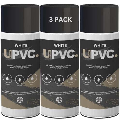 upaintpvc - UPVC Aerosol Spray Paint White 3x400ml - PVC - Plastic - Window - Door - Frame - Conservatory - Fascia - Downpips - Guttering | Semi Matt Finish (3)