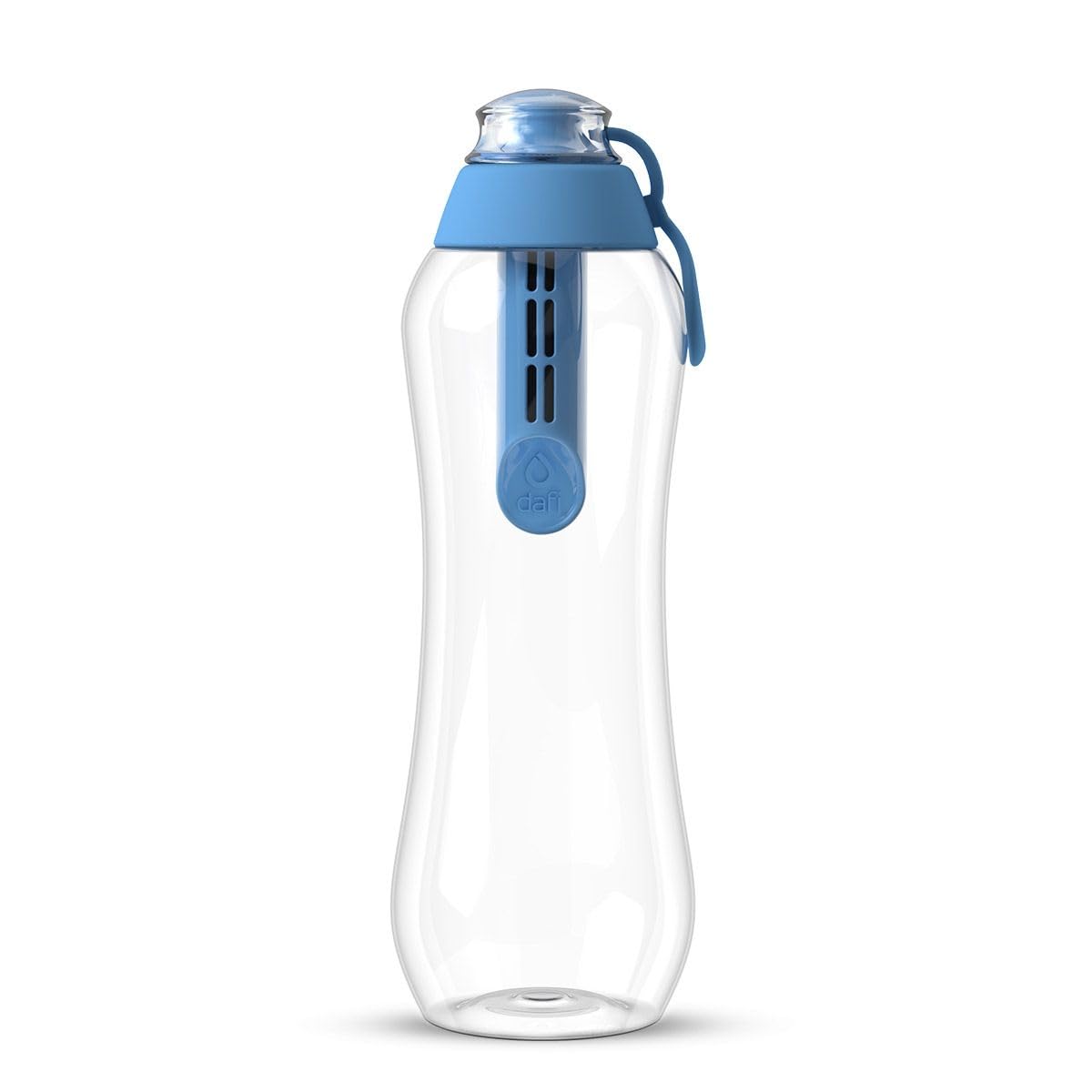 Dafi Gourde Filtrante Soft, 1 Filtre à Charbon Actif Bleu 0,5 L - Filtre le Chlore et autres contaminants, Gourde Sport Transparente, Bouteille Filtrante Sans BPA, Gourde Paille, Bouteille d'eau