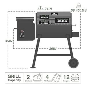 Grills dapg 03 electric wood pellet smoker grill 456 sqin cook area pellet grill with auto feed pid temperature control 180 450f 8 in 1 bbq grill rain cover for backyard outdoor  urban country home decor