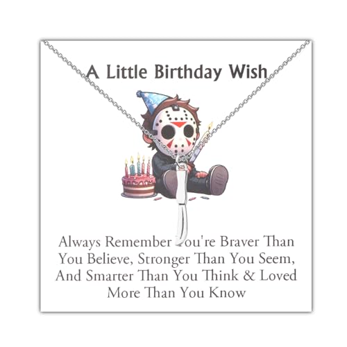 WUSUANED Jason Machete Necklace Scary Mask Cosplay Jewelry Jason Horror Birthday Gifts Horror Movie Lover Gift