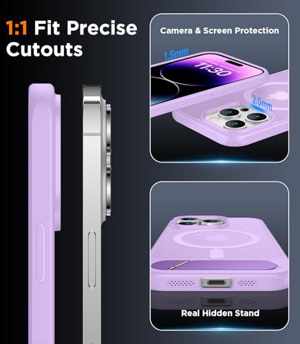 Image of Magnetic Compatible with iPhone 14 Pro Max Case, [Built-in Invisible Kickstand][Compatible with MagSafe] [Military Grade Shockproof] Slim Translucent Matte Phone Case for iPhone 14 Pro Max 6.7 inch