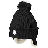 [モズ] kids キッズ ニットキャップ 裏ボア 438-0051 ブラック 53~55cm