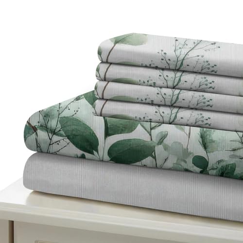 Housse de couette microfibre douce feuilles d'eucalyptus idéale peau sensible